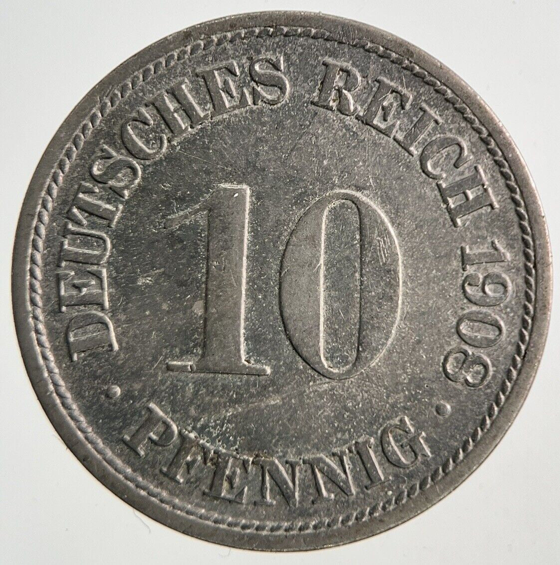 1908 Germany 10 Pfennig Coin | Very High Grade