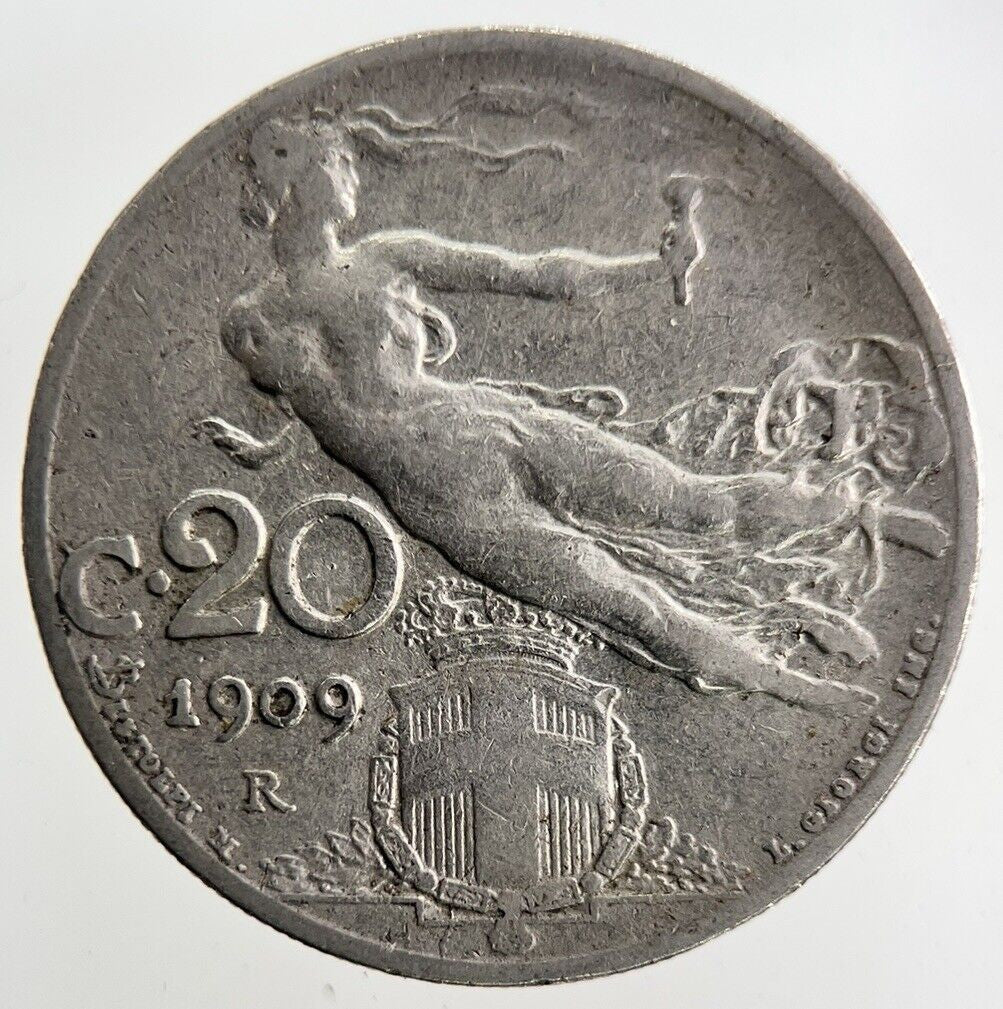 1909 Italy 20 Centesimi Coin | Fine Collectable Grade