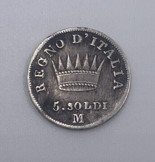 1812 Regno D’Italia 5 Soldi | Silver Coin | Napoleon | Collectable Grade | a47