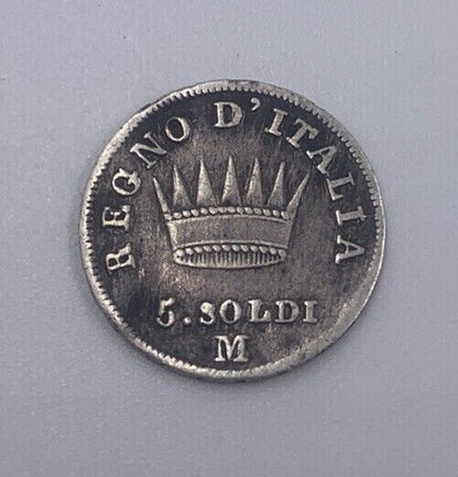 1812 Regno D’Italia 5 Soldi | Silver Coin | Napoleon | Collectable Grade | a47