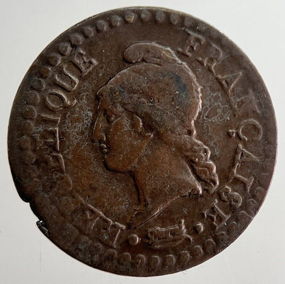 France Republic 1 Un Centime Cent Lan 7 Coin | Fine Collectable Grade