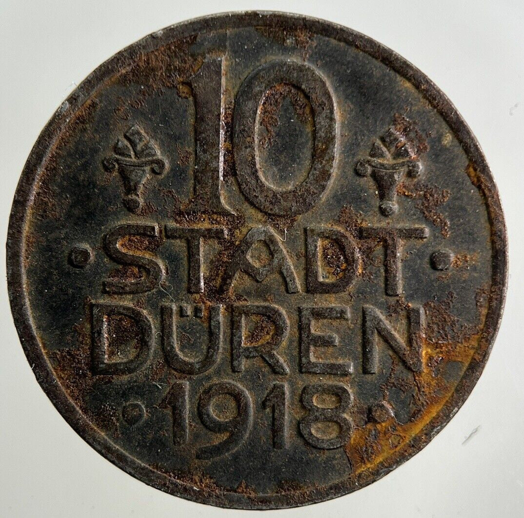 1918 Austria 10 Stadt - Duren Coin | Fine Collectable Grade
