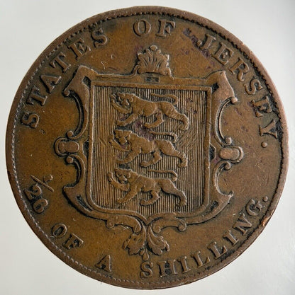 1844 Jersey 1/26th One Twenty Sixth Shilling Coin | Fine Collectable Grade