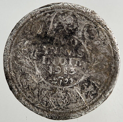 1913 India 2 Annas Silver Coin | Fair Grade