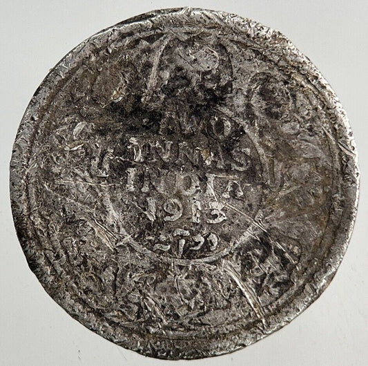 1913 India 2 Annas Silver Coin | Fair Grade