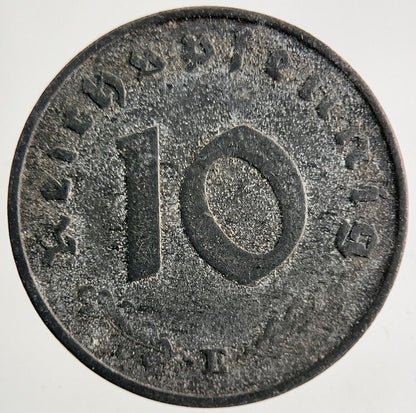 1943 - E Germany Nazi 10 Pfennig Coin | Fine Collectable Grade