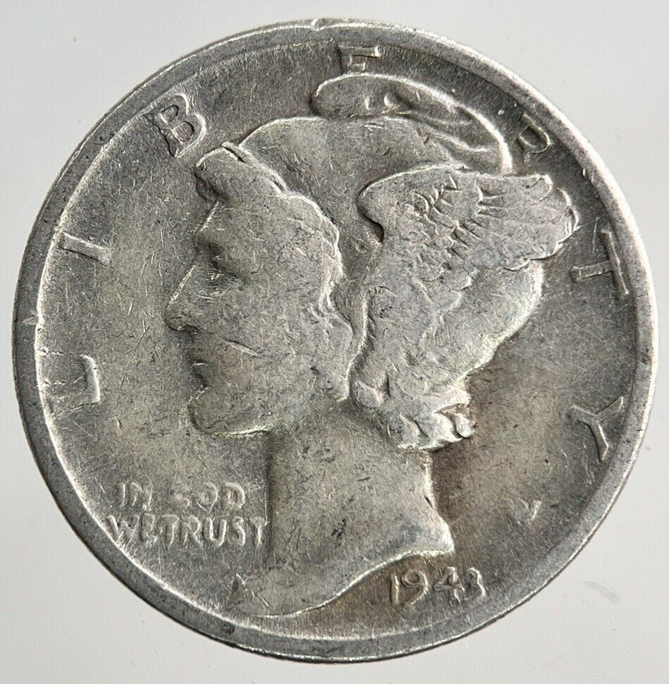 1943 US USA Mercury One Dime Silver Coin | Collectable Grade