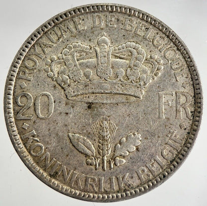 1935 Belgium 20 Francs Silver Coin | Fine Collectable Grade | a8771