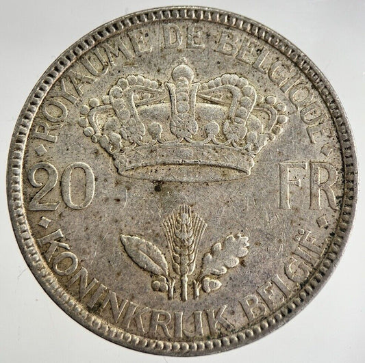 1935 Belgium 20 Francs Silver Coin | Fine Collectable Grade | a8771