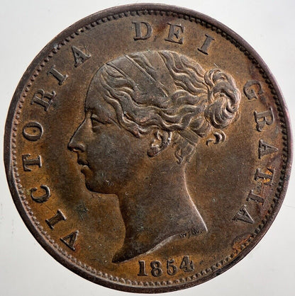 1854 Victoria Half-Penny Coin | Very Fine Grade | a6023