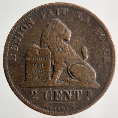 1870 Belgium 2 Cent Centimes Coin | Fine Collectable Grade