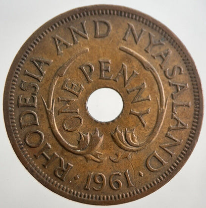 1961 Rhodesia Africa One Penny Coin | Very High Grade | a7557