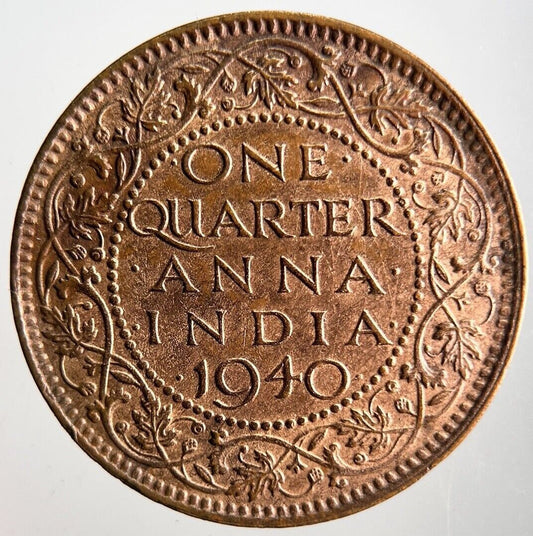 1940 India Quarter 1/4 Anna Coin | Very High Grade | a4126