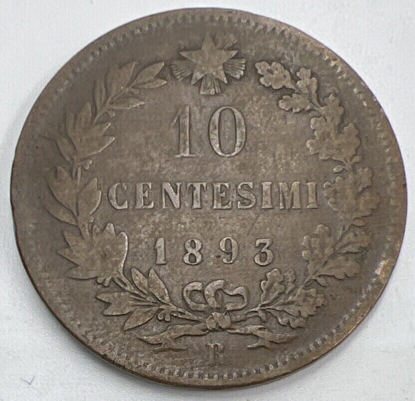 1893 - R Italy 10 Centesimi Coin | Collectable Grade | a1477