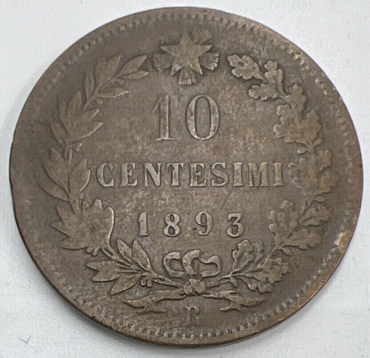 1893 - R Italy 10 Centesimi Coin | Collectable Grade | a1477