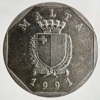 1991 Malta 50 Cents Coin | Fine Collectable Grade