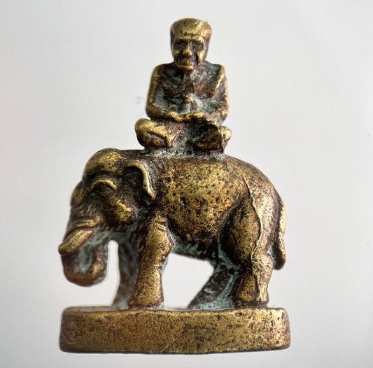 Old Thailand Brass Monk Elephant Statue Ornament | Height 3cm | a1011