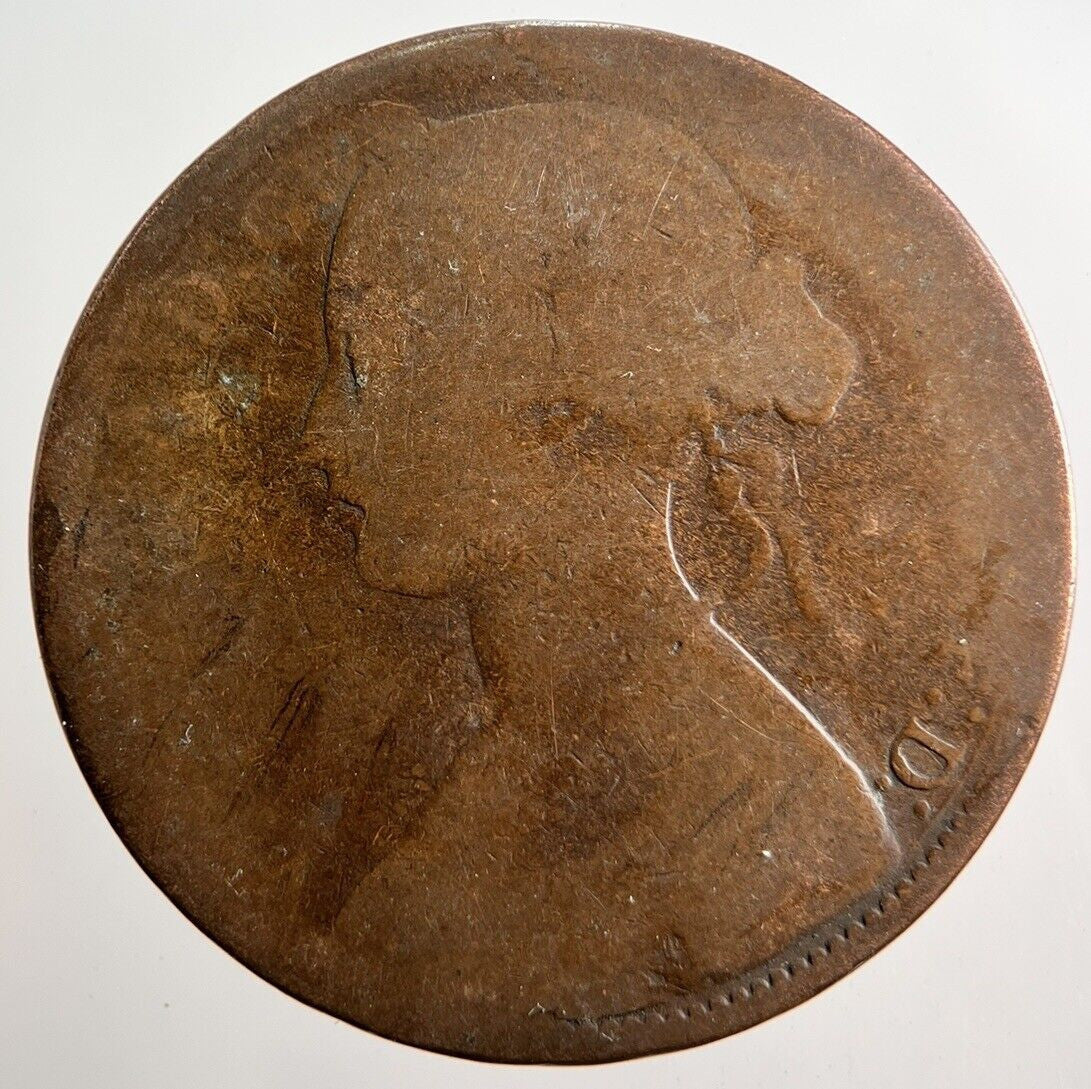 1864 Victoria One Penny Coin | Worn Grade