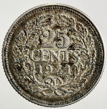 1941 Netherlands 25 Cents Silver Coin | Very High Grade
