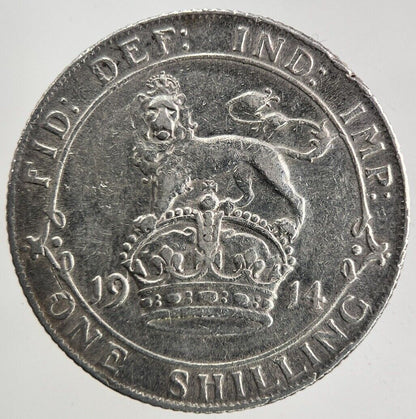1914 George V One Shilling Silver Coin | Fine Collectable Grade