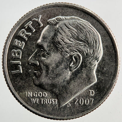 2007 - D US USA Roosevelt Dime Coin | Very High Grade