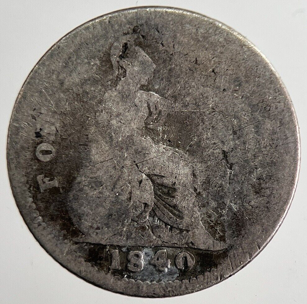 1840 Victoria Four - Pence Groat Silver Coin | Fair Grade | a8884