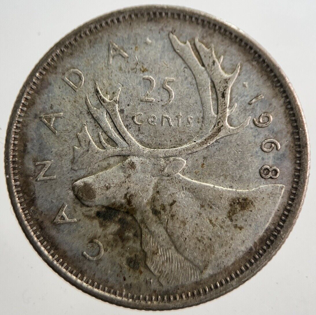 1968 Canada 25 Cents Silver Coin | Fine Collectable Grade | a7632