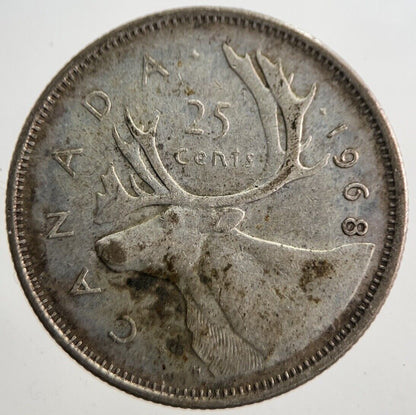 1968 Canada 25 Cents Silver Coin | Fine Collectable Grade | a7632