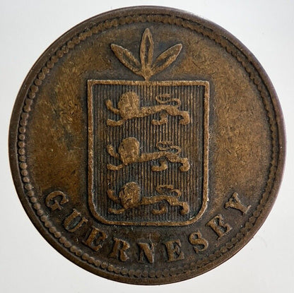 1864 Guernsey 4 Doubles Coin | Fine Collectable Grade | a6052