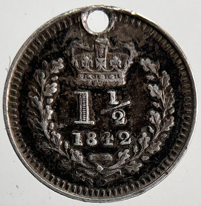 1842 Victoria 1 1/2 Three - Half - Pence Silver Coin | Very High Grade | a6894