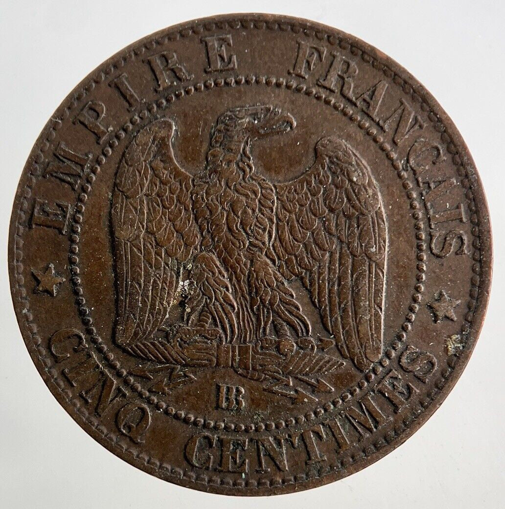 1865 France 5 Cinq Centimes Coin | Very Fine Grade