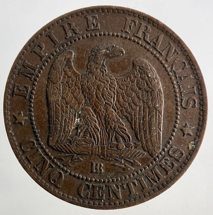1865 France 5 Cinq Centimes Coin | Very Fine Grade