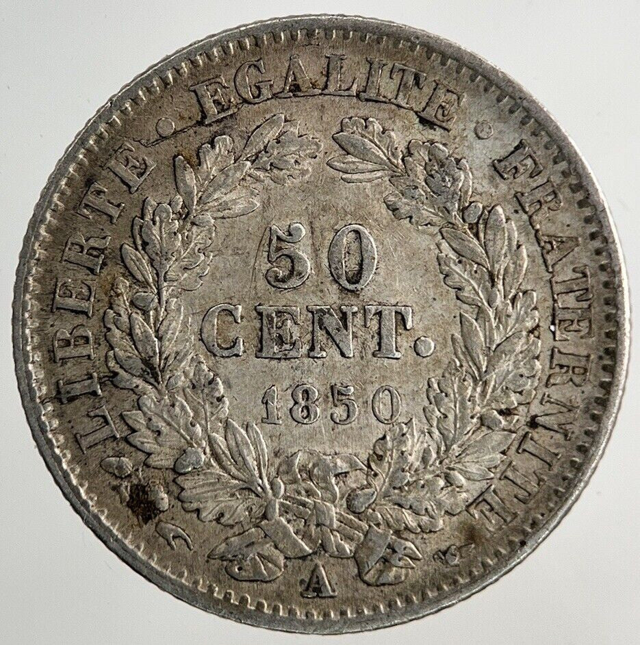 1850 France 50 Centimes Silver Coin | Very High Grade
