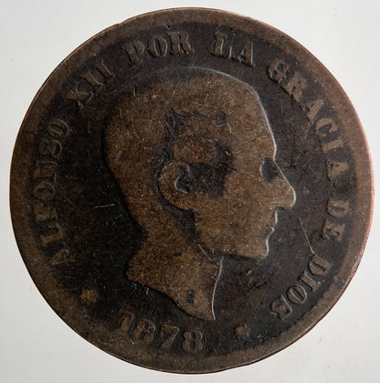 1878 Spain Cinco 5 Centimos Coin | Collectable Grade | a6657