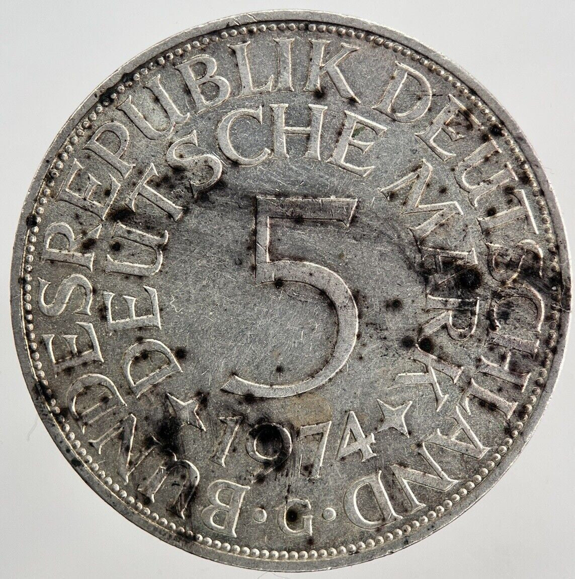 1974 - G Germany 5 Mark Silver Coin | Very High Grade