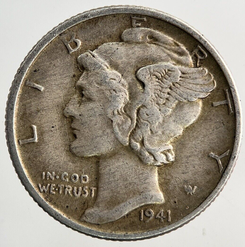 1941 US USA Mercury One Dime Silver Coin | Fine Collectable Grade