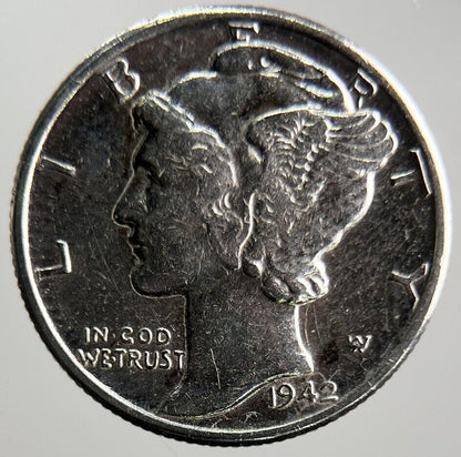 1942 US USA Mercury Dime Silver Coin | Very High Grade | a4077