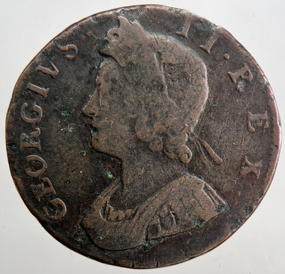 1733 George 2nd II Half - Penny Coin | Collectable Grade | a6057
