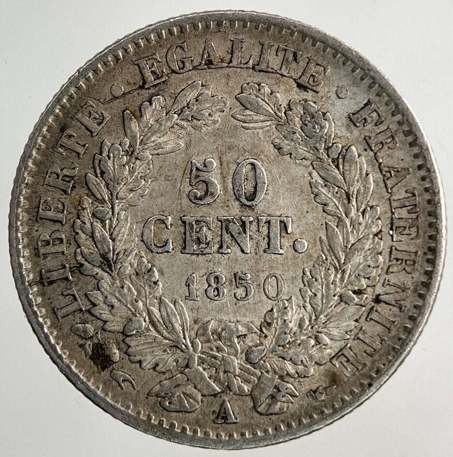 1850 France 50 Centimes Silver Coin | Very High Grade