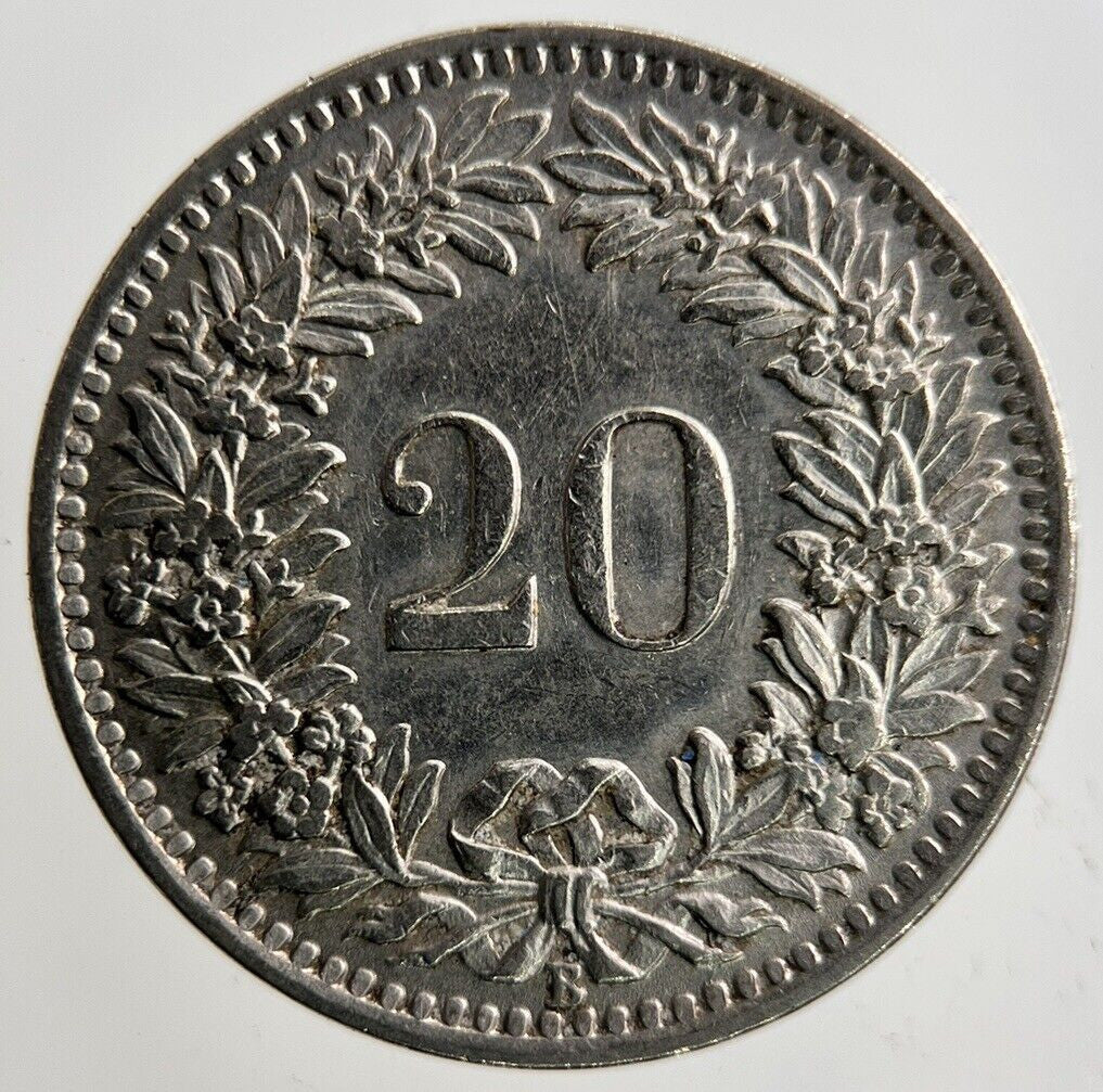 1921 Switzerland Swiss 20 Rappen Coin | Fine Collectable Grade