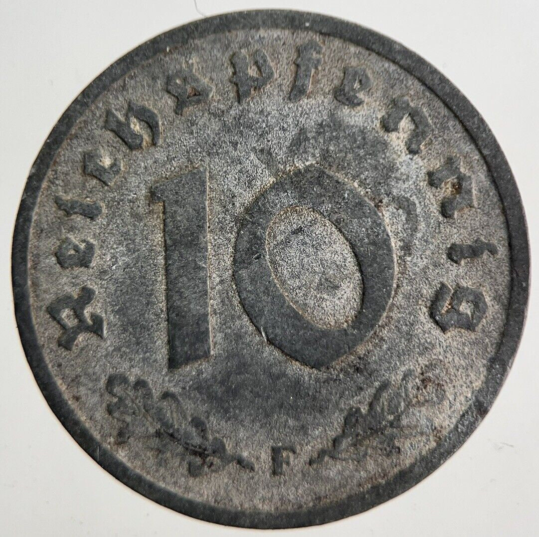 1941-F Germany Nazi 10 Pfennig Coin | Fine Collectable Grade | a7102