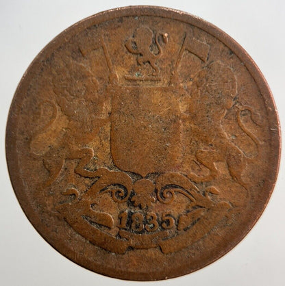 1835 East India Company Quarter Anna Coin | Fair Grade | a3971