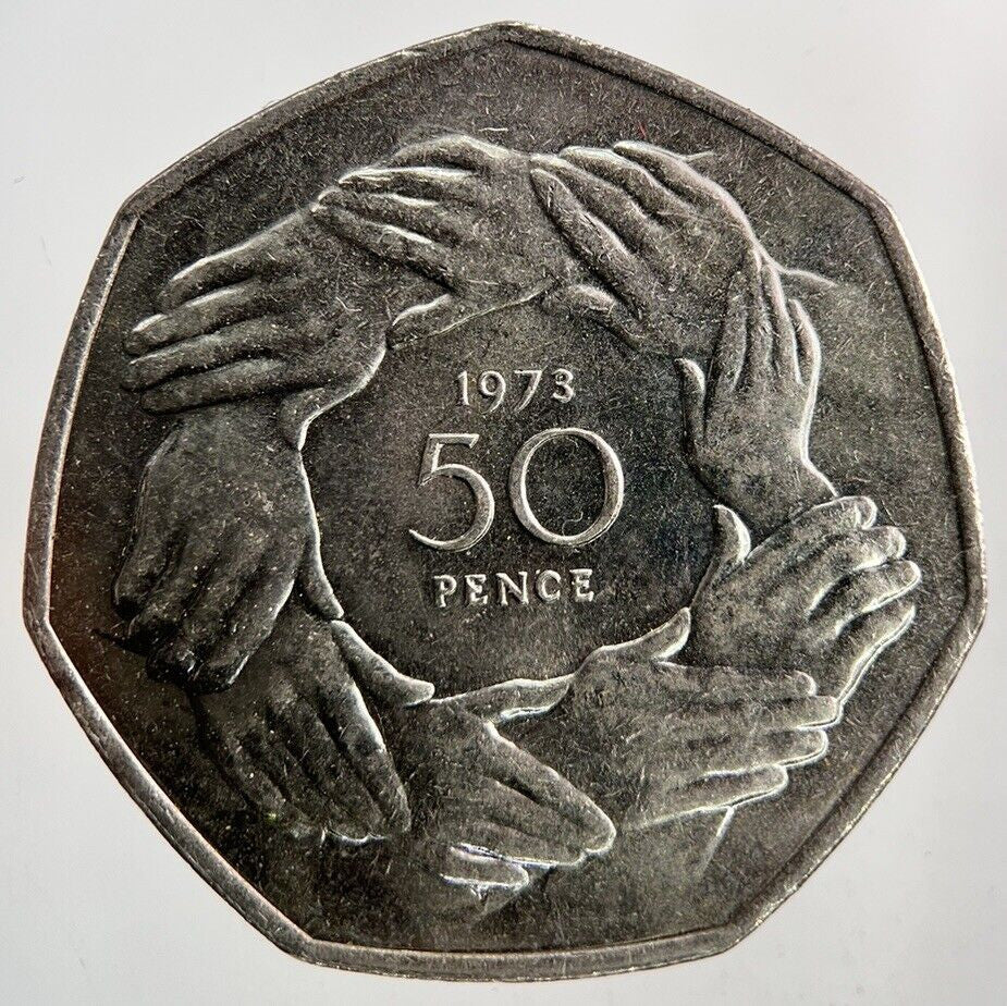 1973 Elizabeth II 2nd Hands 50p Fifty - Pence Coin | Very High Grade