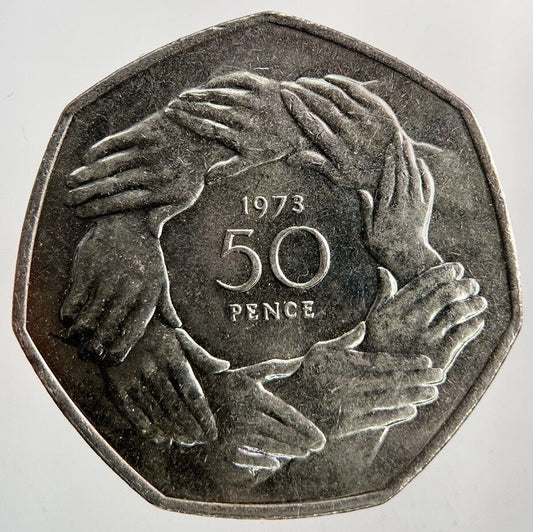 1973 Elizabeth II 2nd Hands 50p Fifty - Pence Coin | Very High Grade