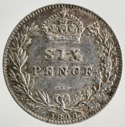 1899 Victoria Sixpence Silver Coin | Very Fine Grade | a9903