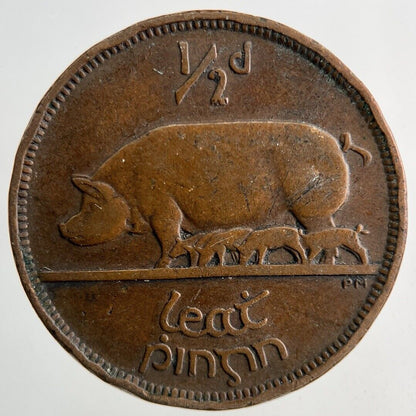 1928 Irish Half - Penny Pig Coin | Fine Collectable Grade