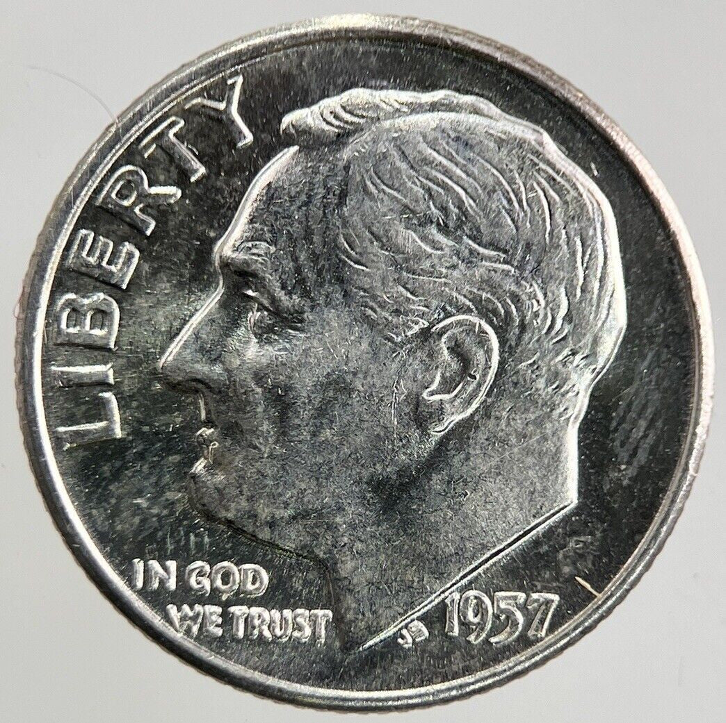 1957 - D US USA Roosevelt One Dime Silver Coin | Very High Grade