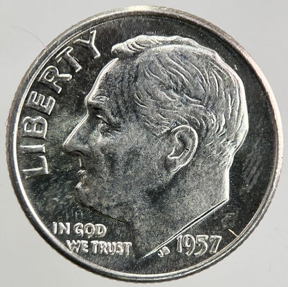 1957 - D US USA Roosevelt One Dime Silver Coin | Very High Grade