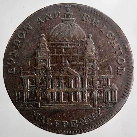 1795 London & Brighton Half-Penny Token Coin | Very High Grade | a6519