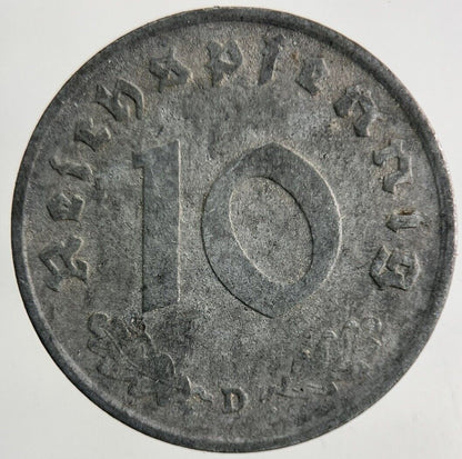 1941-D Germany Nazi 10 Pfennig Coin | Fine Collectable Grade